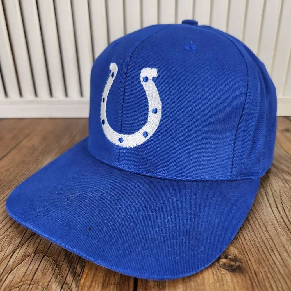 VTG Indianapolis Colts Logo 7 Light Up Hat Cap Blue Horseshoe NFL Fiber Optic